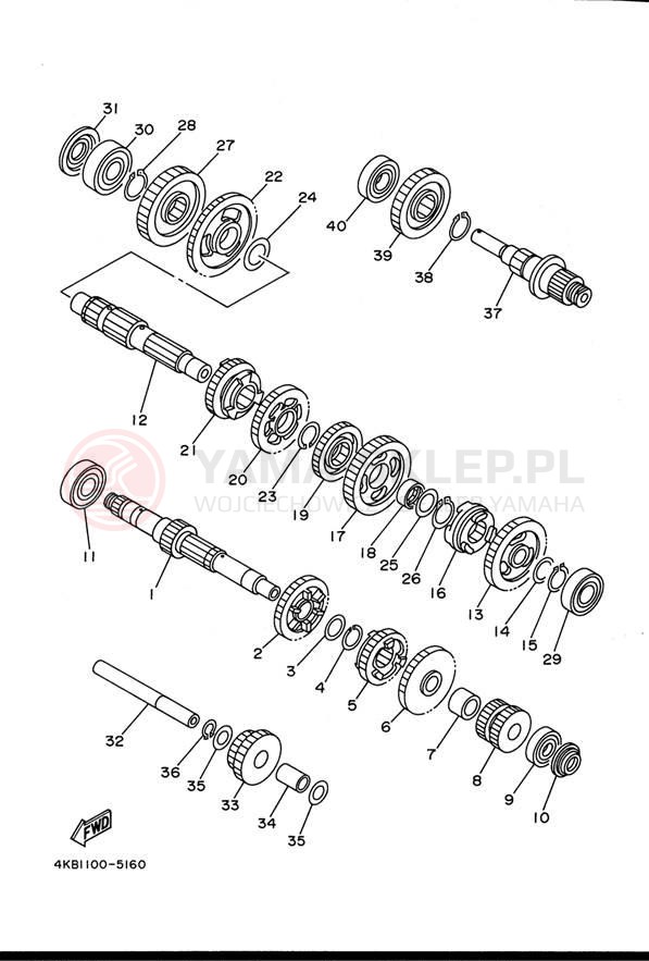 Schemat "Skrzynia biegów " do Yamaha WOLVERINE 4WD YFM350FXH_