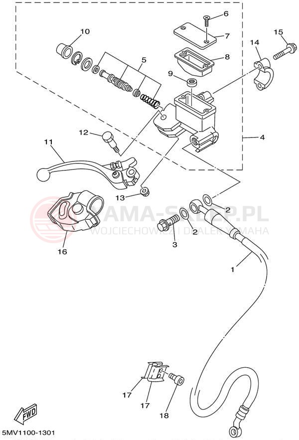 Schemat "Pompa hamulcowa przednia" do Yamaha WR250F WR250FN