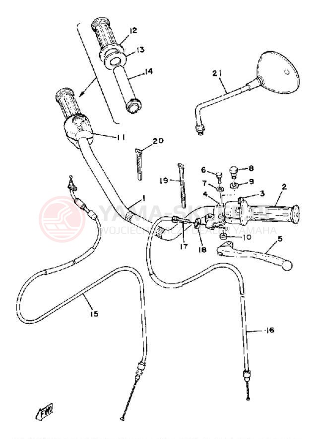 Schemat "Kierownica i osprzęt" do Yamaha RD400F
