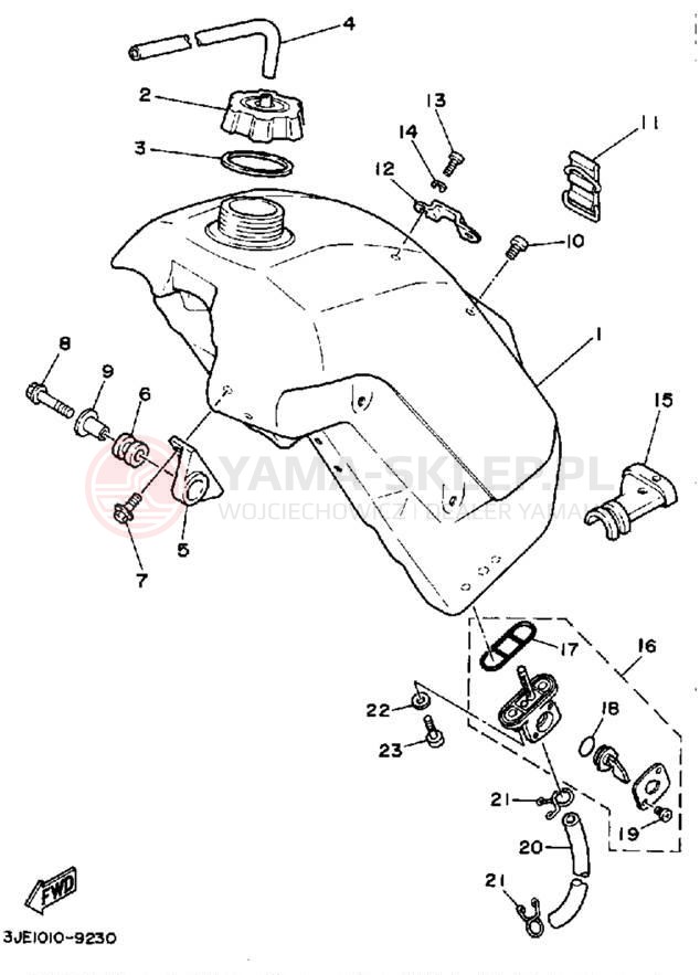 Schemat "zbiornik paliwa" do Yamaha YZ250WRW