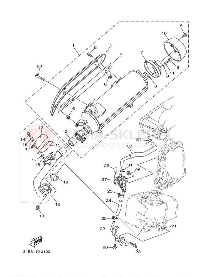 Schemat "Wydech końcowy" do Yamaha MAJESTY YP400BG