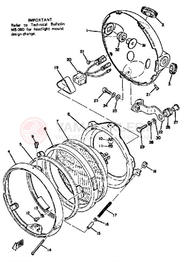 Schemat "Lampa przód" do Yamaha TX650A