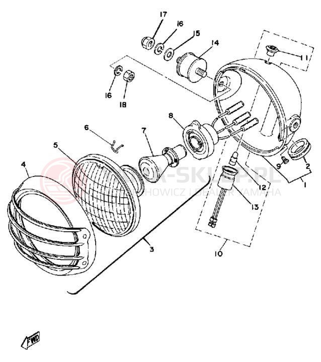 Schemat "Lampa przód" do Yamaha IT400C