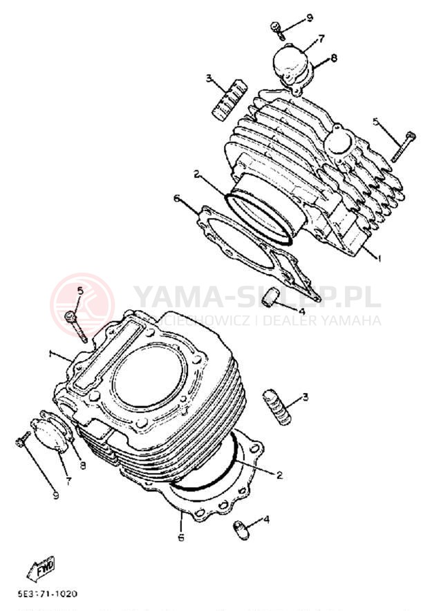 Schemat "cylinder" do Yamaha VIRAGO 750 XV750J