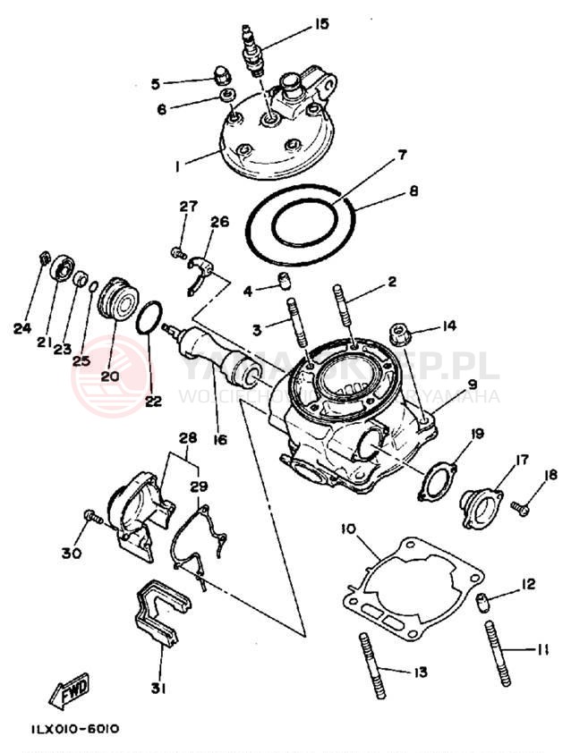 Schemat "cylinder" do Yamaha YZ125S