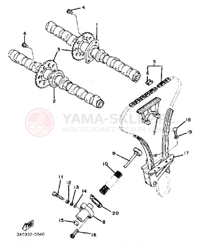 Schemat "Rozrząd - łańcuszek" do Yamaha XJ1100J
