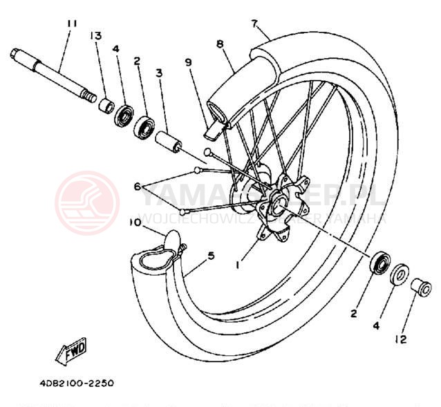Schemat "Koło przód" do Yamaha WR250ZD