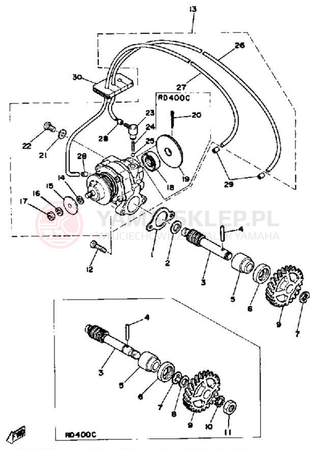 Schemat "Pompa olejowa" do Yamaha RD400C