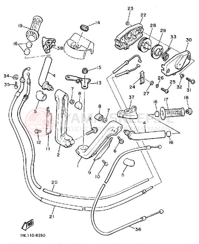 Schemat "Kierownica i osprzęt" do Yamaha XVZ13DT/XVZ13DTC