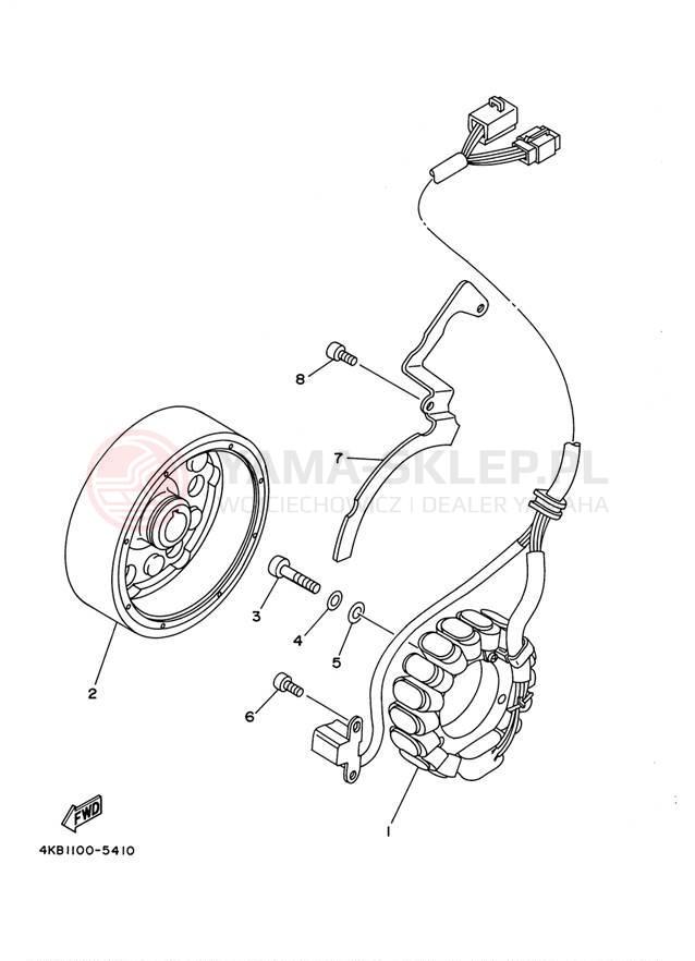 Schemat "prądnica" do Yamaha WOLVERINE YFM350FXN