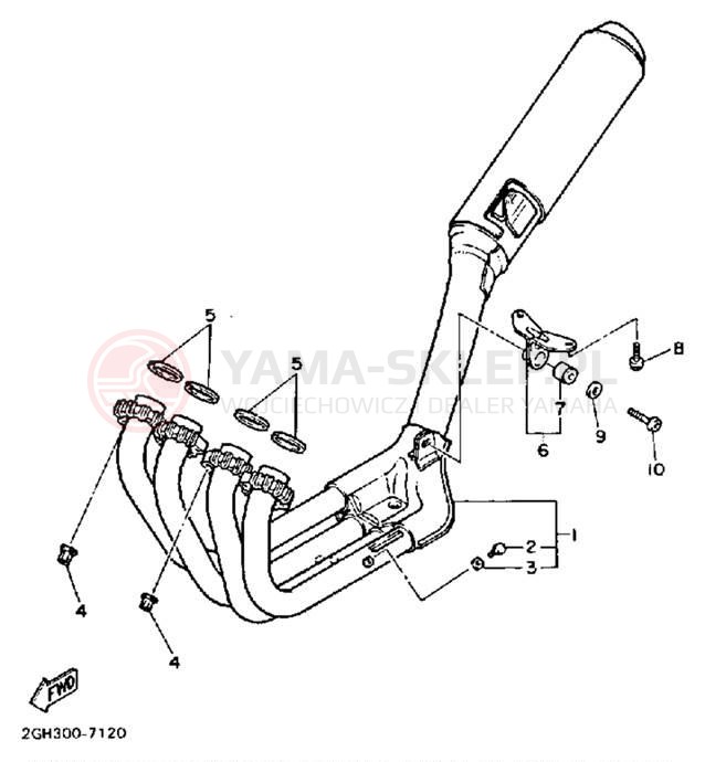 Schemat "Wydech końcowy" do Yamaha FZR1000TC/FZR1000T