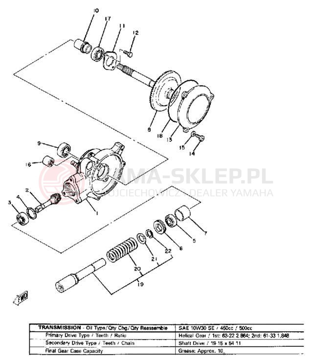 Schemat "Wał napędowy" do Yamaha MJ50J