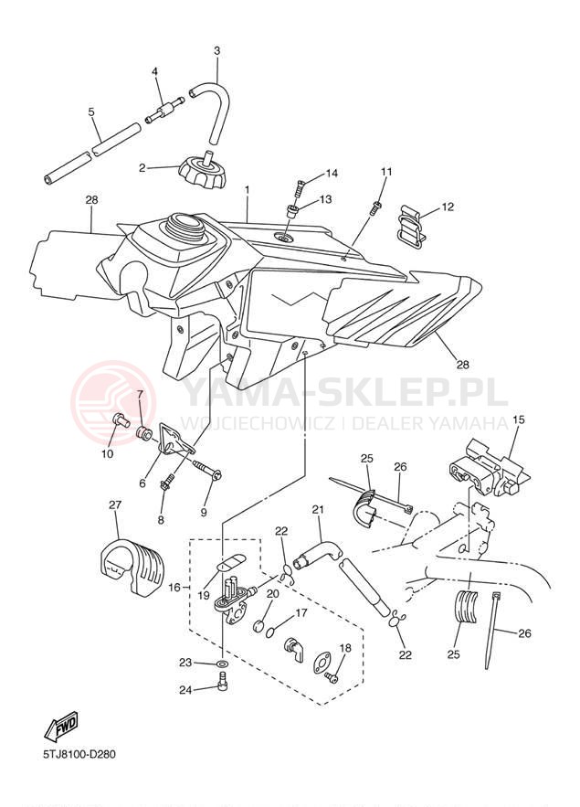 Schemat "zbiornik paliwa" do Yamaha WR250F WR250FT