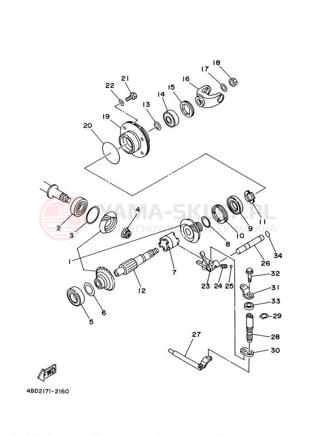 Schemat "Przeniesienie napędu" do Yamaha BEAR TRACKER YFM250XR