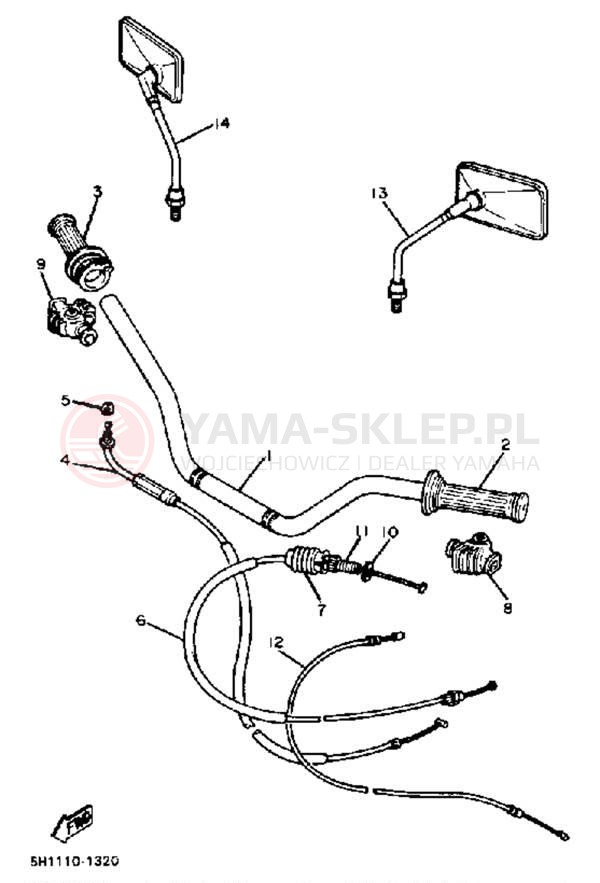 Schemat "Kierownica i osprzęt" do Yamaha XV920RJ