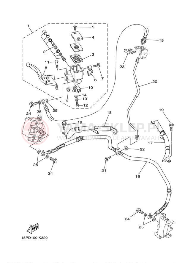 Schemat "Pompa hamulcowa przednia" do Yamaha YFZ450X YFZ450XAL
