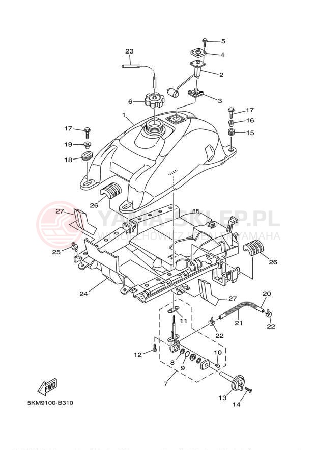 Schemat "zbiornik paliwa" do Yamaha GRIZZLY 660 YFM660FR