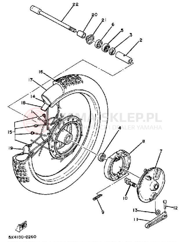 Schemat "Koło przód" do Yamaha YZ125J