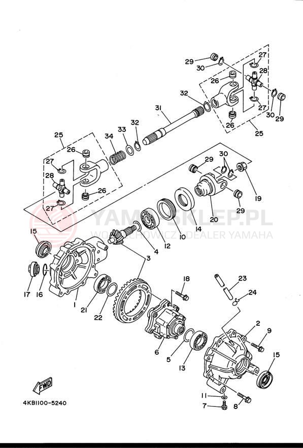 Schemat "Wał napędowy przód" do Yamaha WOLVERINE 4WD YFM350FXH_