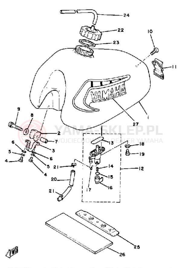 Schemat "zbiornik paliwa" do Yamaha YZ465H