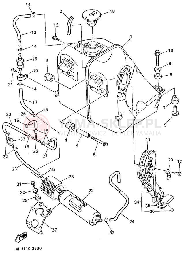 Schemat "zbiornik paliwa" do Yamaha GTS1000AFC/GTS1000AF