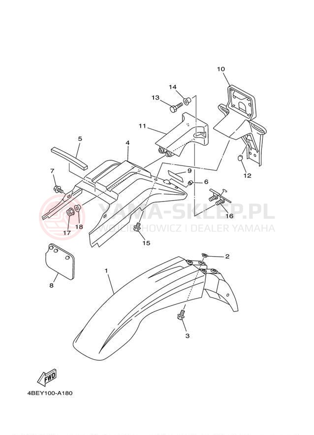 Schemat "błotnik" do Yamaha XT225 XT225TC/XT225T