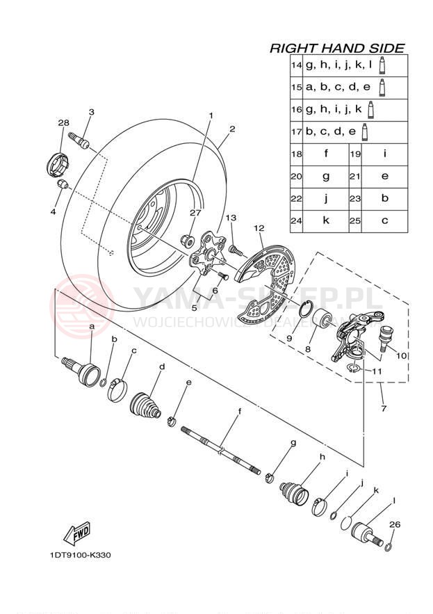 Schemat "Koło przód" do Yamaha GRIZZLY 5504WD YFM5FGAL