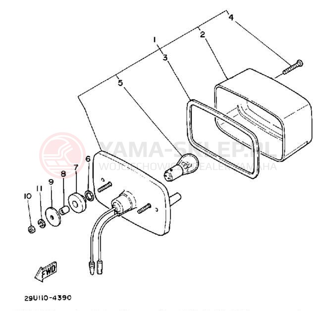 Schemat "lampa tył" do Yamaha YTM225DRN
