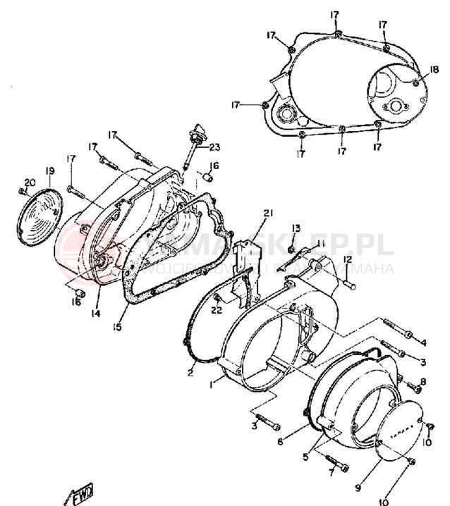 Schemat "Pokrywa silnika" do Yamaha YAS1C