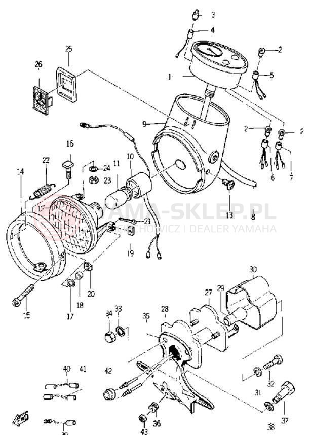 Schemat "Oświetlenie przód i tył" do Yamaha YL1