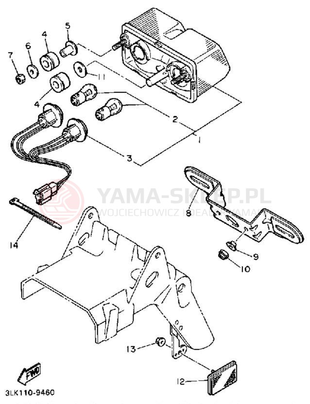 Schemat "lampa tył" do Yamaha FZR1000BC/FZR1000B