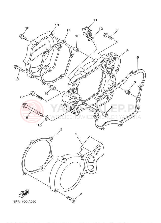 Schemat "Pokrywa silnika" do Yamaha YZ85 YZ85R