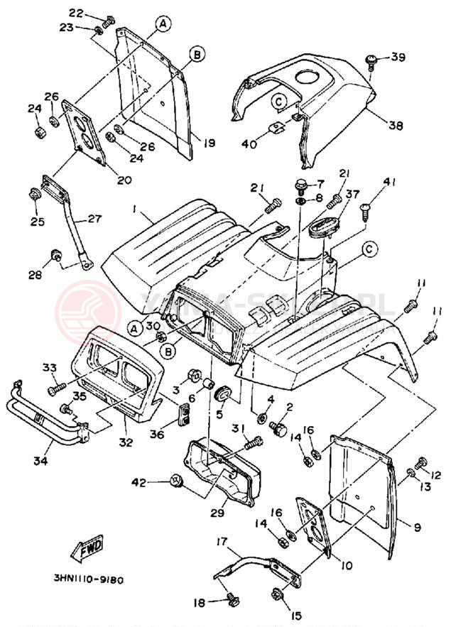 Schemat "Przedni błotnik" do Yamaha BIG BEAR 4WD YFM350FWA