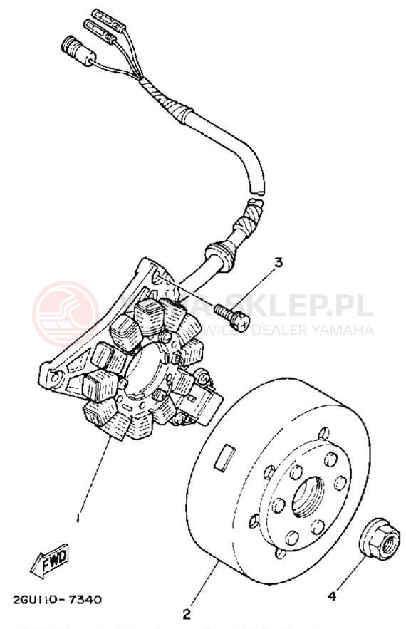 Schemat "prądnica" do Yamaha YFZ350D