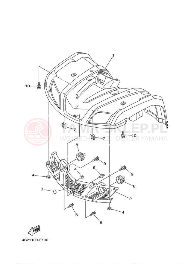 Schemat "Przedni błotnik" do Yamaha GRIZZLY 350 IRS YFM35FGIW