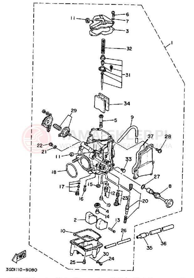 Schemat "Gaźnik" do Yamaha WARRIOR YFM350XW