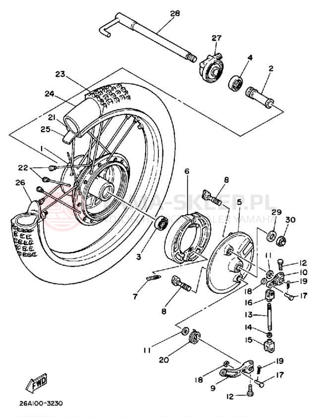 Schemat "Koło przód" do Yamaha IT490K