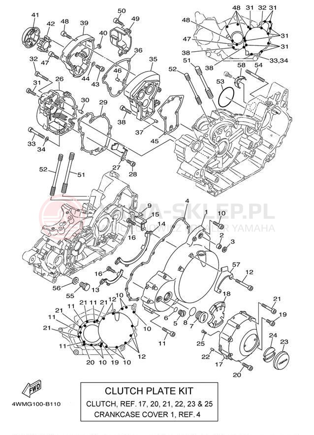 Schemat "Pokrywa silnika" do Yamaha ROAD STAR XV1600AR/XV1600ARC