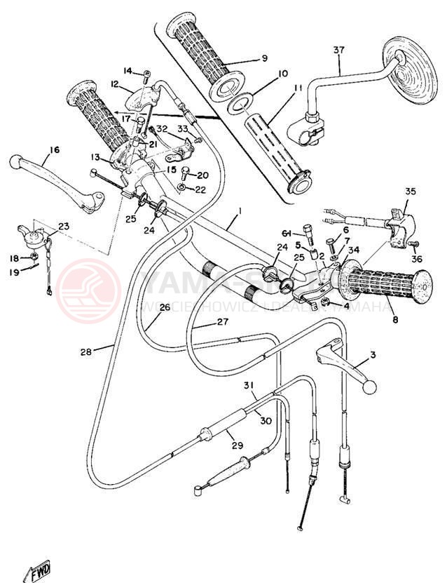 Schemat "Kierownica i osprzęt" do Yamaha ATM1B/CT1B/AT1B