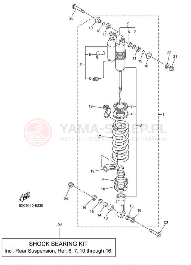 Schemat "zawieszenie tył" do Yamaha YZ250F YZ250FW