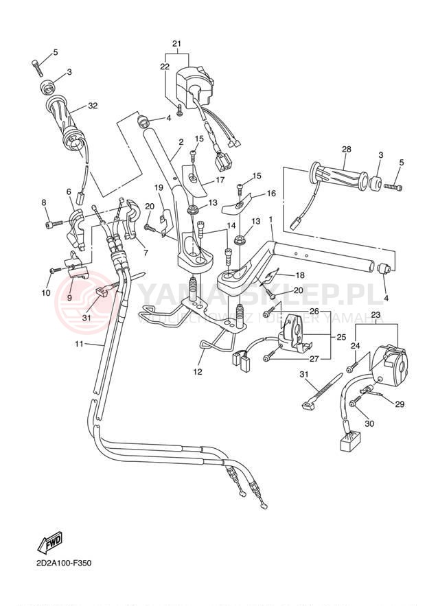 Schemat "Kierownica i osprzęt" do Yamaha FJR1300AE FJR13AEXCS/FJR13AEXS