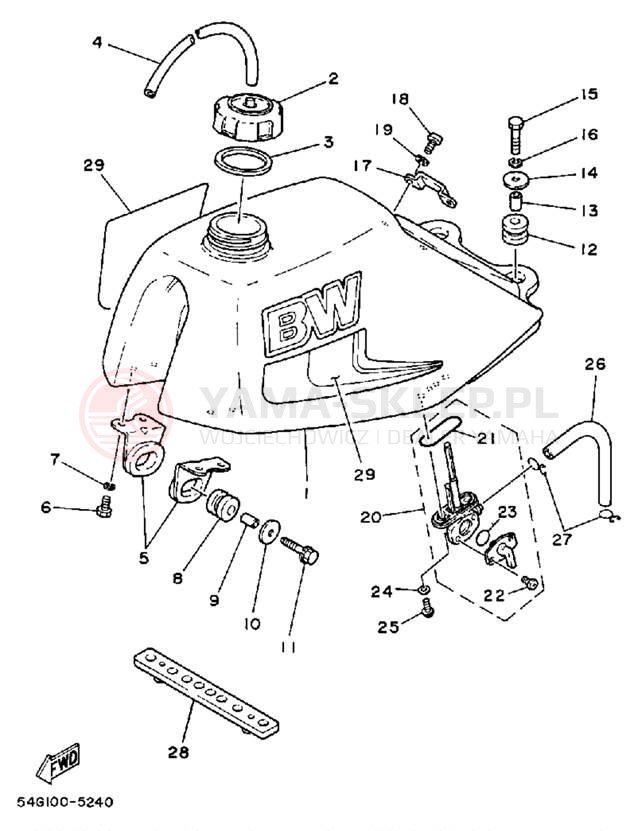 Schemat "zbiornik paliwa" do Yamaha BW200N