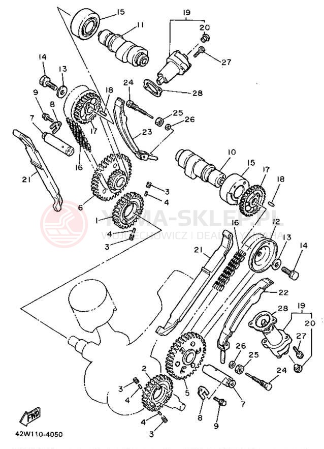Schemat "Rozrząd - łańcuszek" do Yamaha VIRAGO 750 XV750GC/XV750G