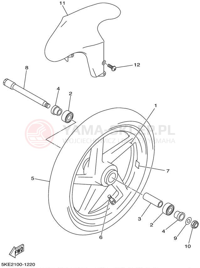 Schemat "Koło przód" do Yamaha TZ250 TZ250N