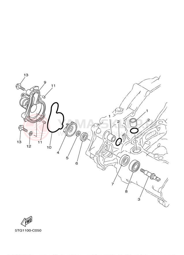 Schemat "Pompa wody" do Yamaha YFZ450 YFZ450YL/YFZ450YW