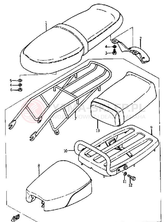 Schemat "Siedzenie - stelaż" do Yamaha YA6