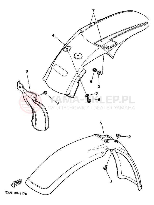 Schemat "błotnik" do Yamaha YZ125B