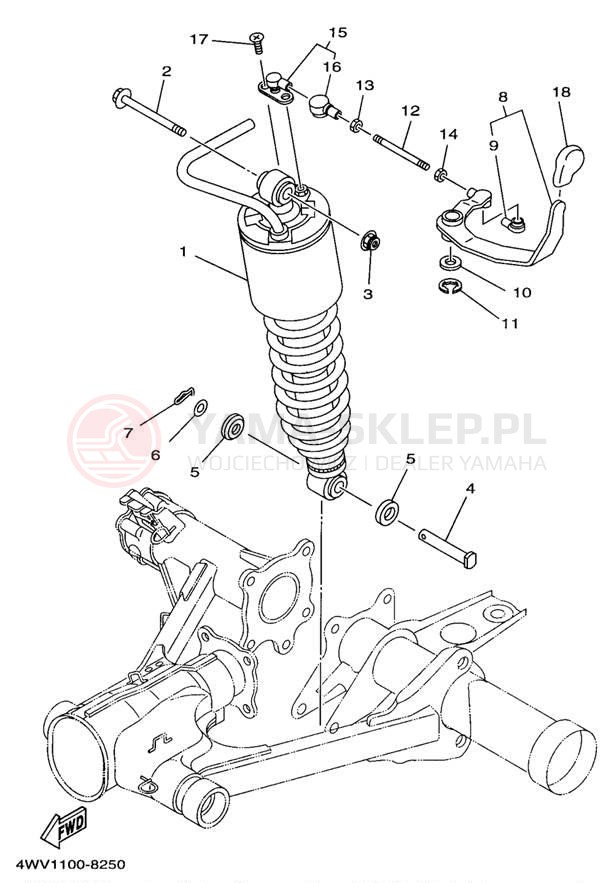Schemat "zawieszenie tył" do Yamaha GRIZZLY YFM600FWAK/YFM600FWAK