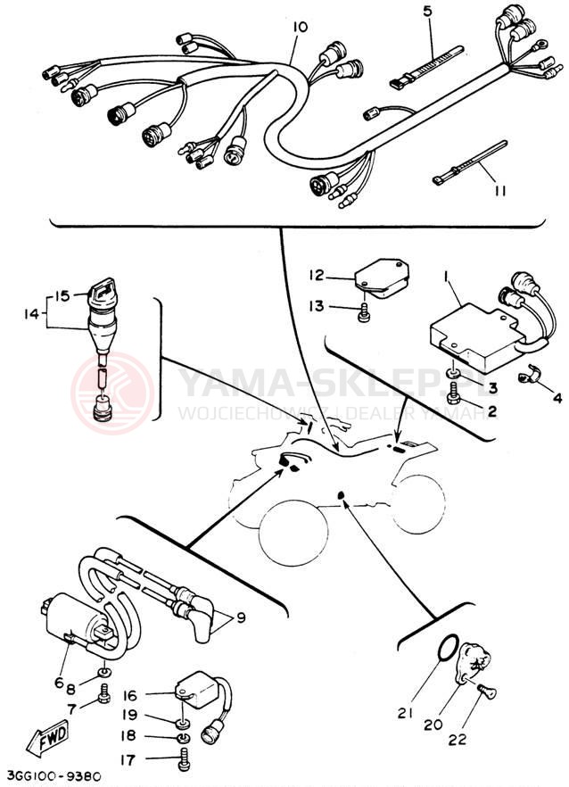 Schemat "układ elektryczny" do Yamaha BANSHEE YFZ350F