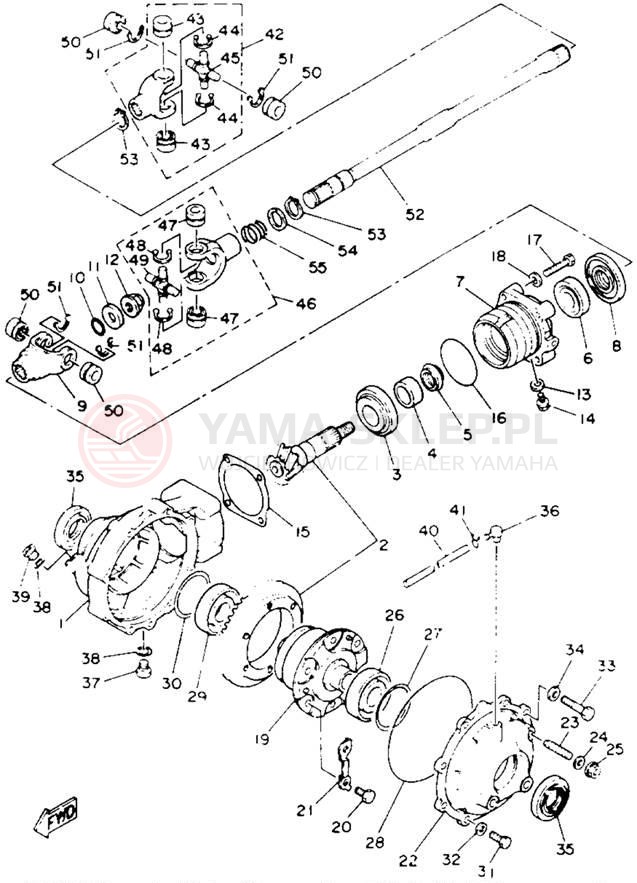 Schemat "Wał napędowy przód" do Yamaha KODIAK 4WD YFM400FWE_